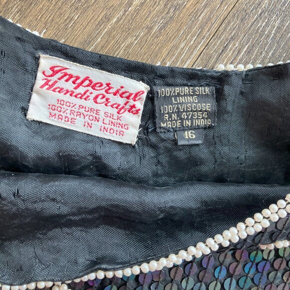 Vintage Imperial Handi Crafts Size 16 Silk Sequence Blouse - Picture 5 of 11